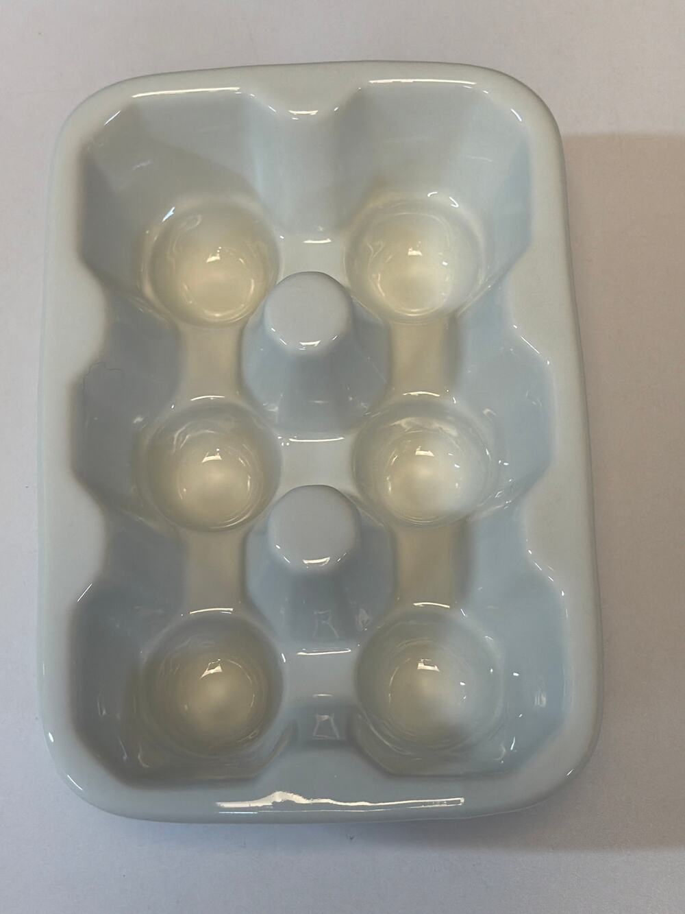 White Ceramic 6 Egg Tray For Refrigerator Storage, Farm Fresh Eggs
